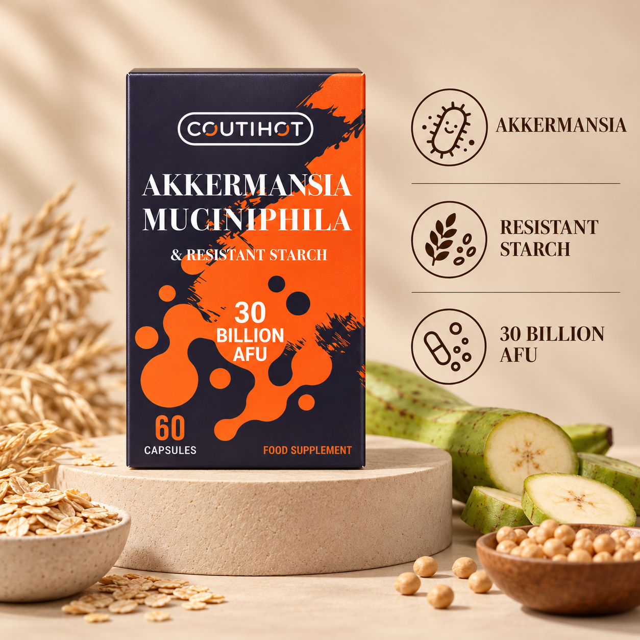 Akkermansia Muciniphila + Resistant Starch – 30 Billion AFU - imagen 2